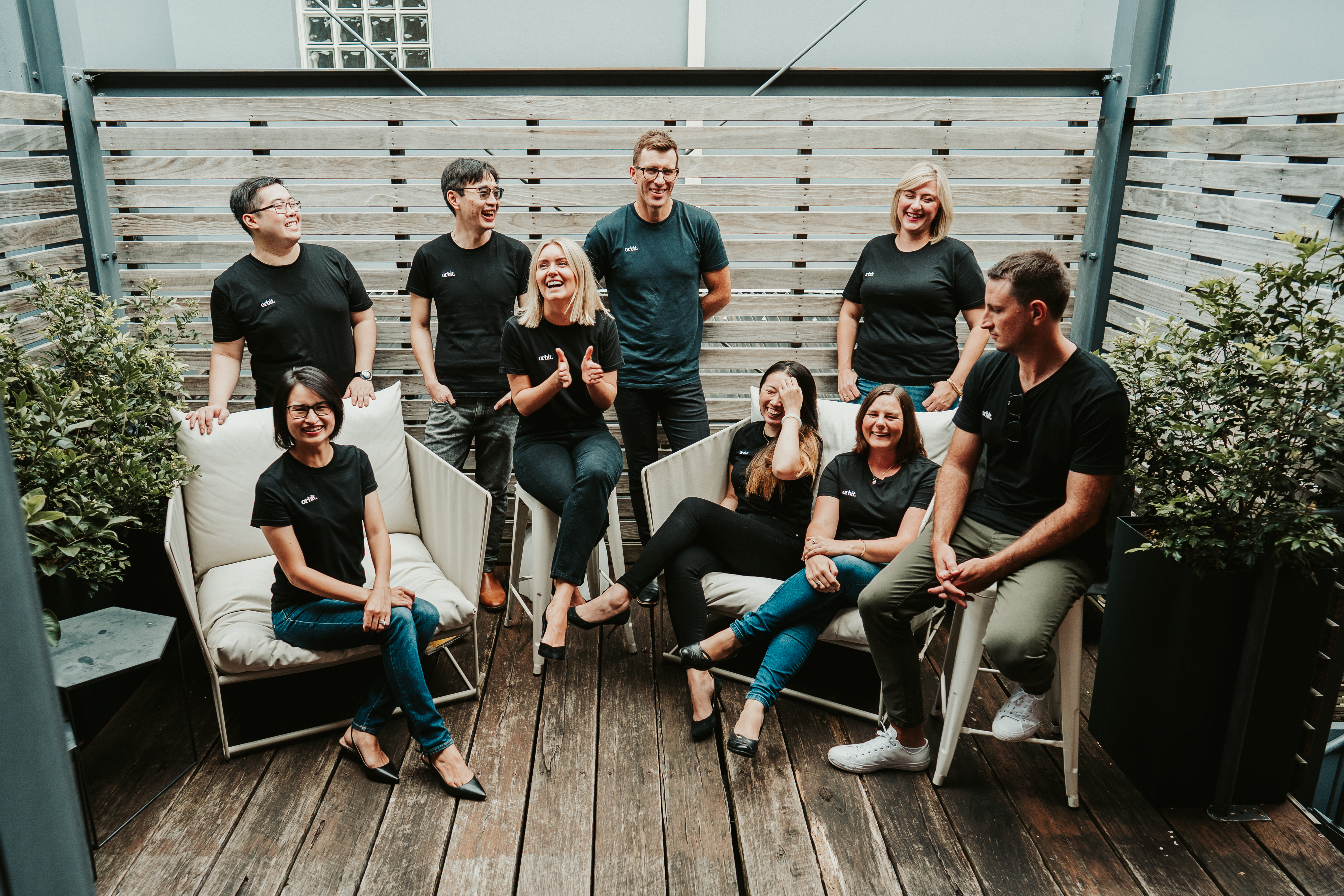 Orbit Team Seated Outside Of Sydney Office