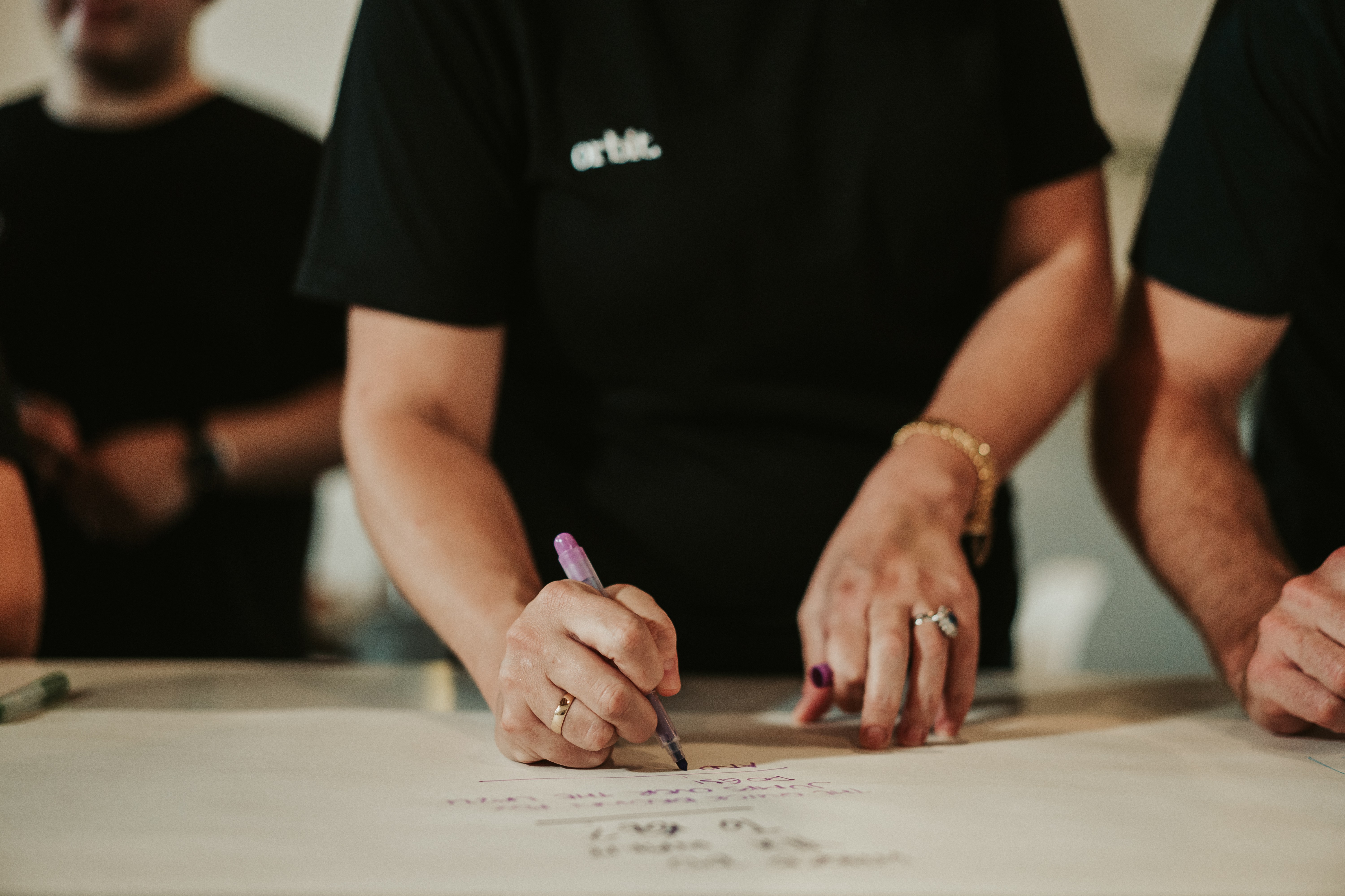 Orbit Team Writing Down Strategic Business Accountants Goal’s On A Big Piece Of Paper