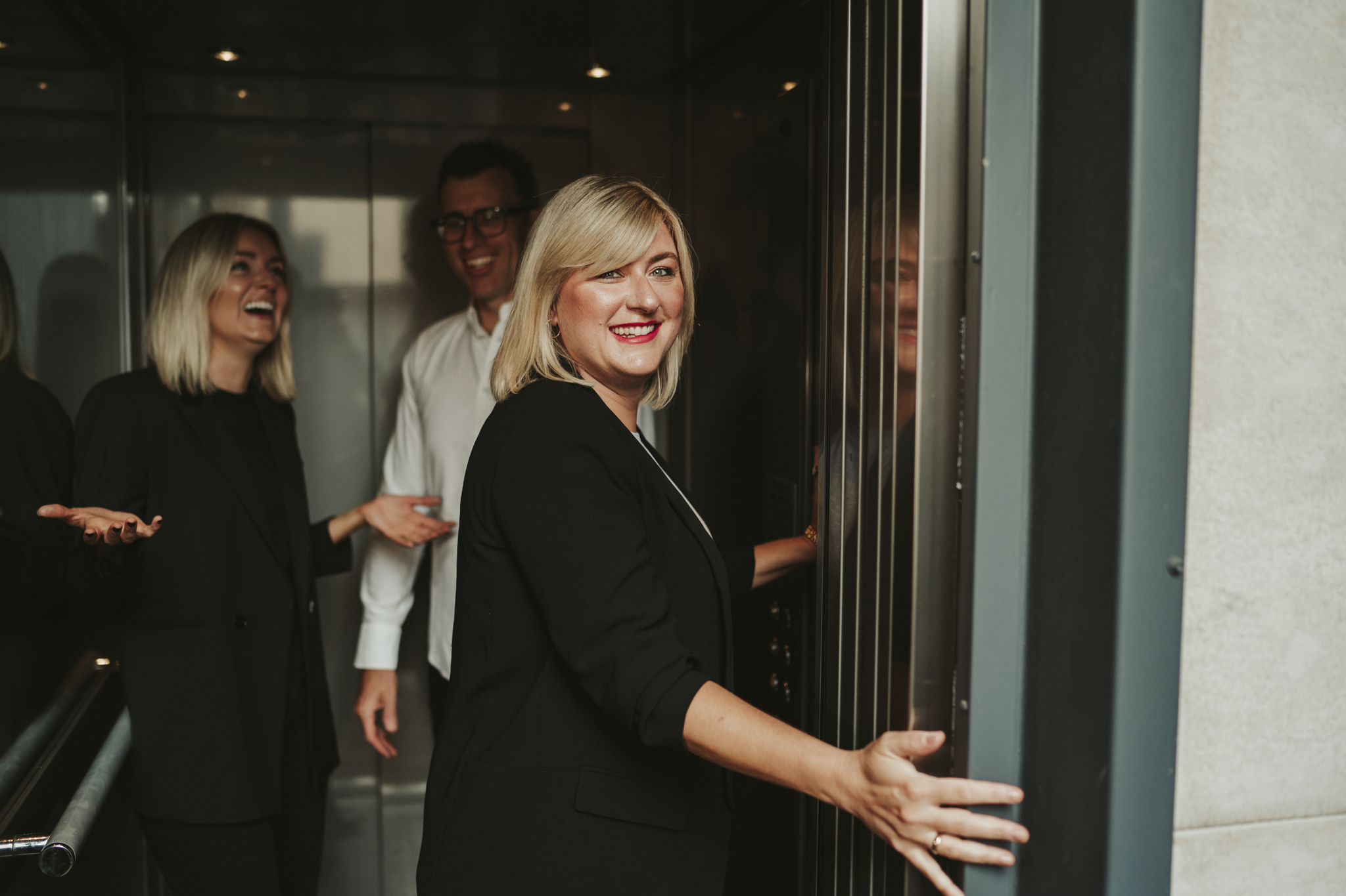 Orbit’s Client Manager, Amelia, Holding The Open Elevator Door To Randwick Office.